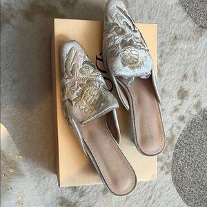 Elegant Metallic Floral Mules